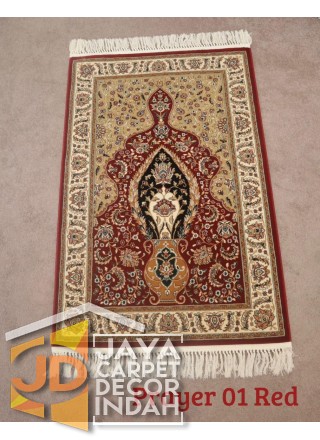 Sajadah Imam  Solomon  motif Prayer 01 Red ukuran 80 cm x 120 cm 